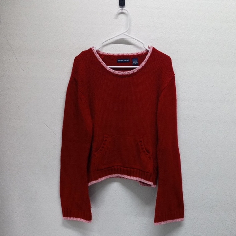 Derek Heart Red Sweater with Pink Accents